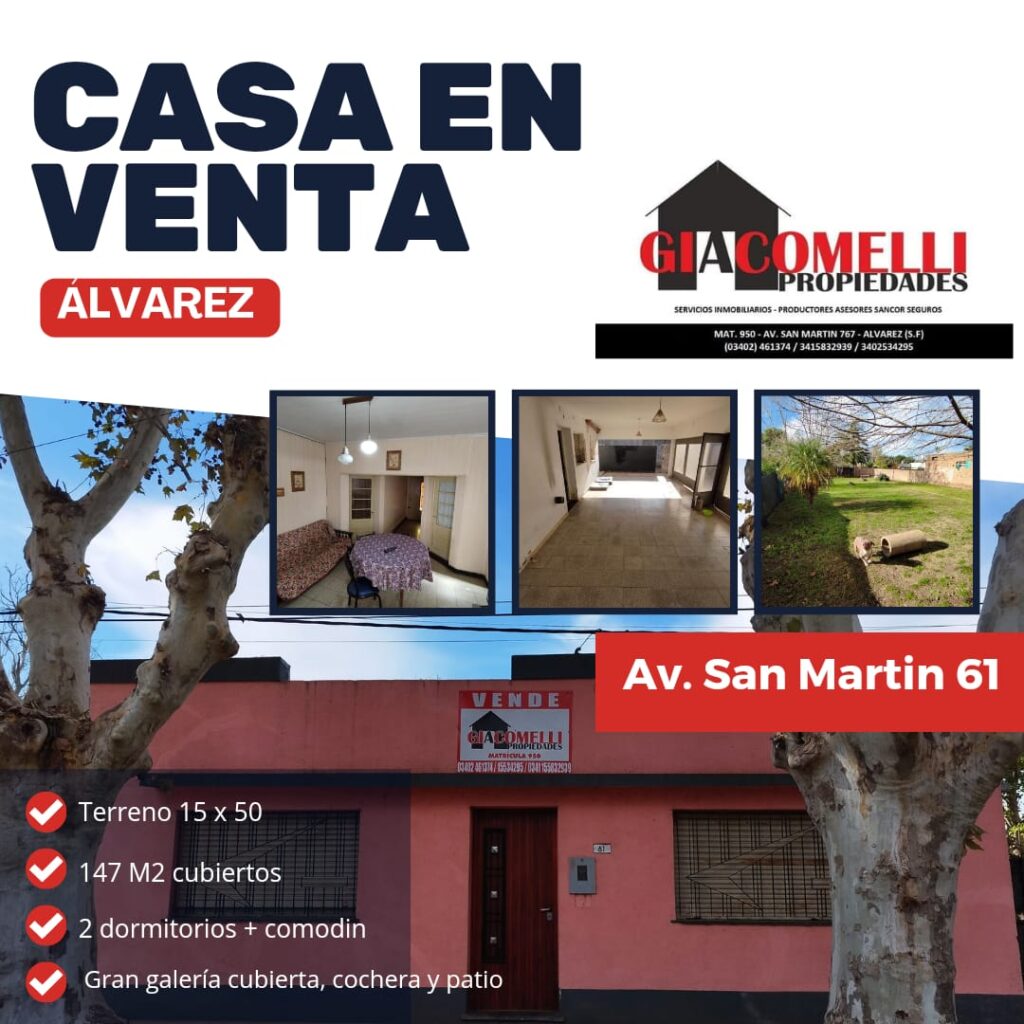 Casa de 2 dormitorios con gran terreno en Álvarez centro
