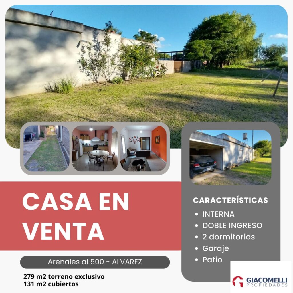 Casa interna de 2 dormitorios con garage en Álvarez